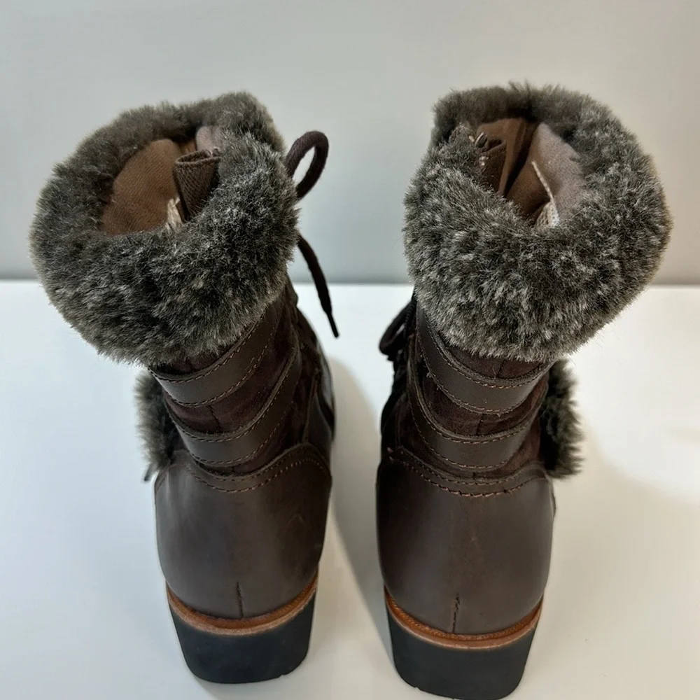 Earth‎ Waterproof Zurich Basel Brown Leather And Faux Fur Boots Size 8